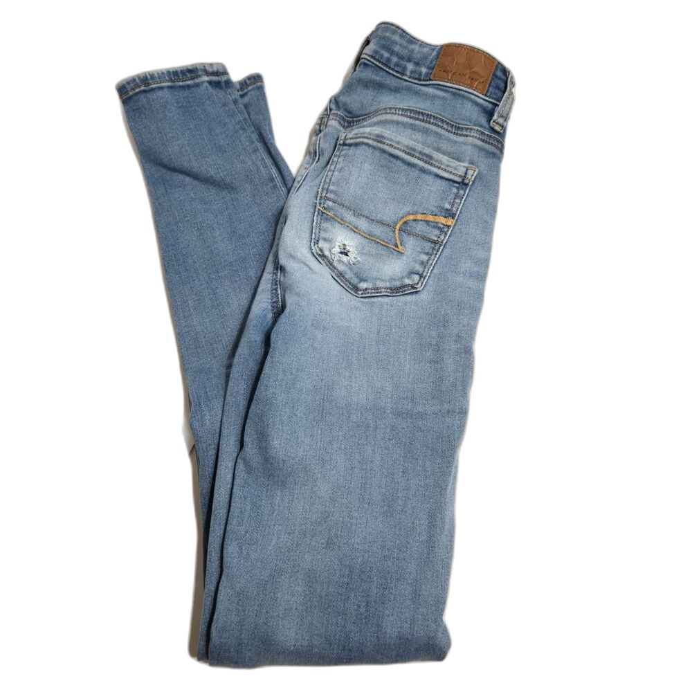 American Eagle Hi-Rise Jegging | Women's Size 0 Long | Light Wash Stretch Jeans